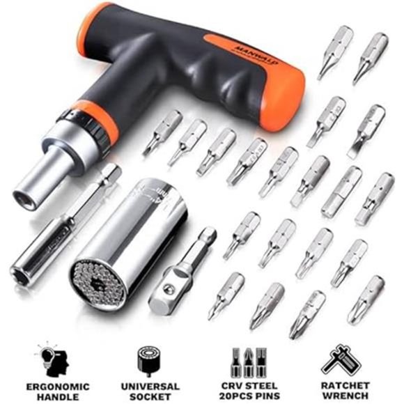 Christmas Gifts for Men StockingStuffers for Men,Ratcheting T-Handle Screwdriver - Picture 5 of 7